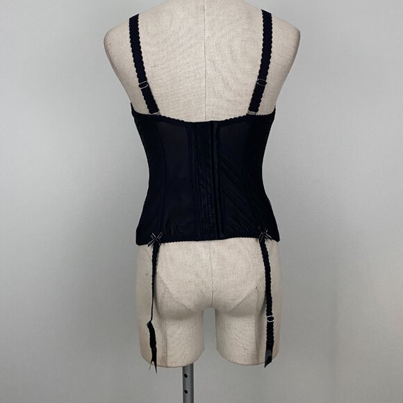 bravissimo moonlight bustier in paris satin black basque - Picture 4 of 4